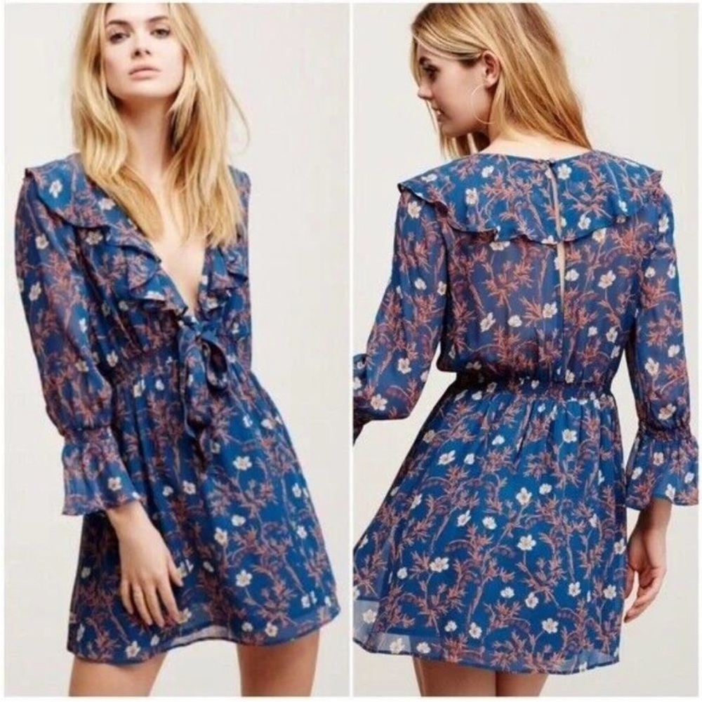 Free People Ruffle Me Up Tie-Front Mini Dress